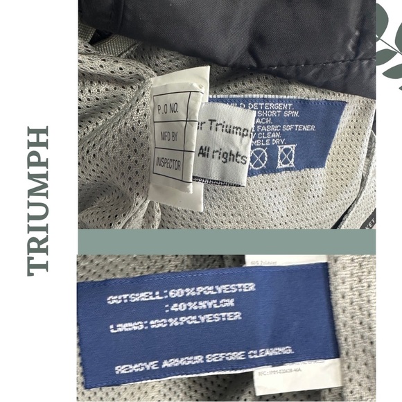 Triumph Gray and Black Men's Motorcyle Jacket CE Protectors size Large - Picture 16 of 16